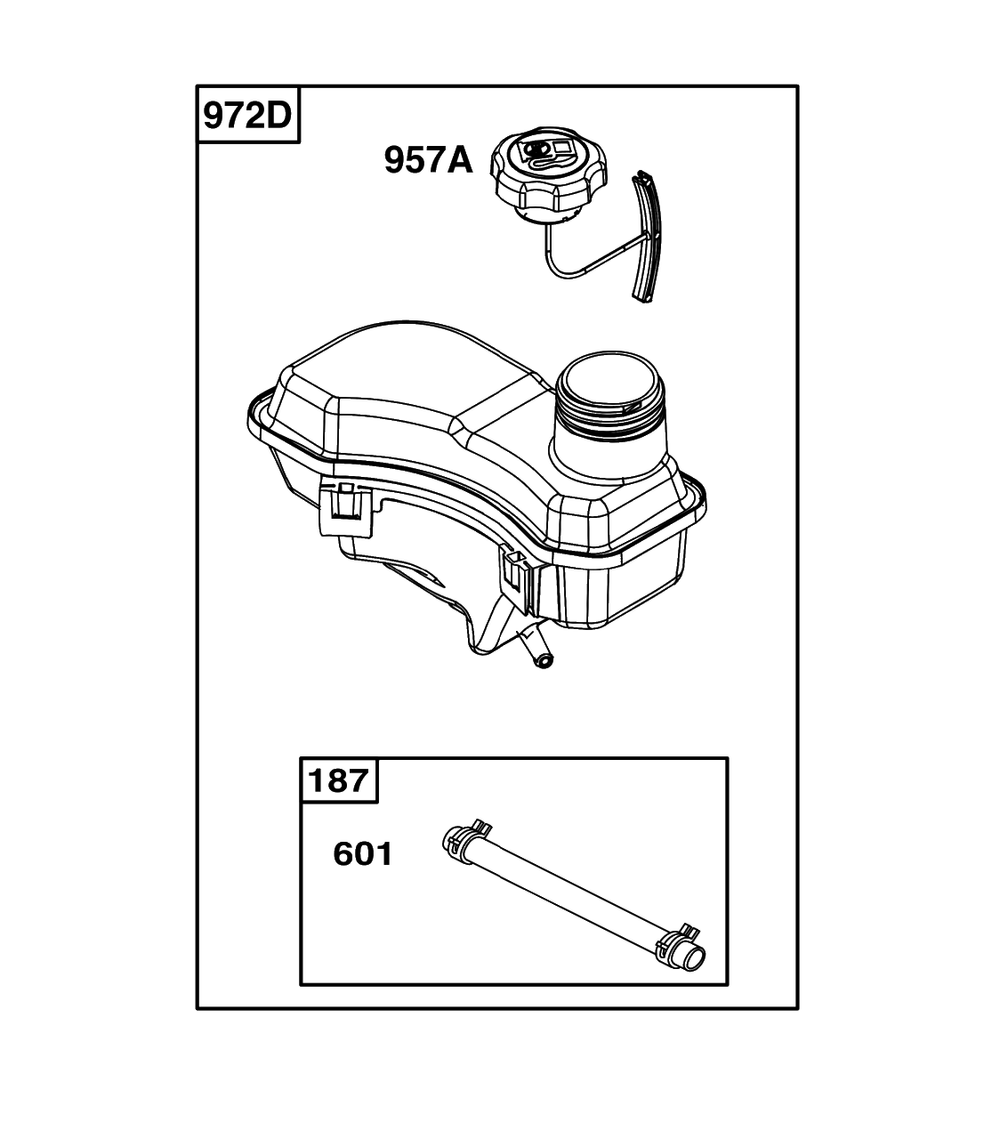 Fuel Supply Group Diagram and Parts List for 93J02-0102-H1  Briggs and Stratton Engine